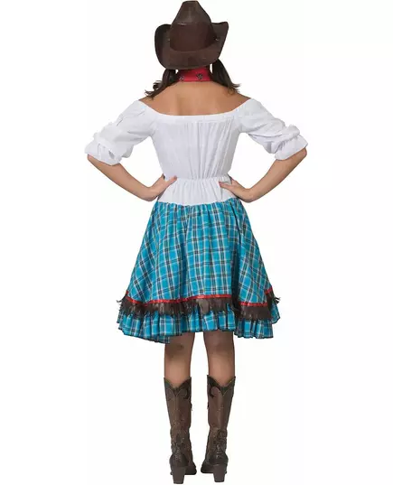 Blårutig cowgirl-maskeraddräkt för dam, Storlek: Medium/Large, image 2