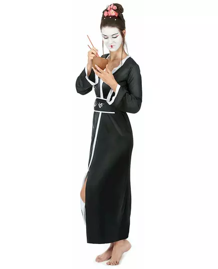 Svartvit maskeraddräkt som geisha dam, Storlek: Medium, image 2