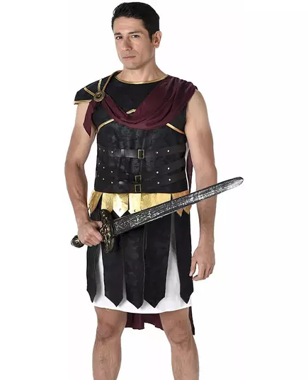 Svart och guldfärgad romersk gladiatormaskeraddräkt herr, Storlek: Medium, image 2