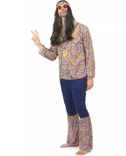 Hippie-maskeraddräkt med psykedeliskt mönster herr, image 2