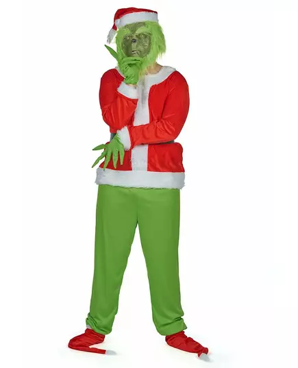 Grön grinigt monster-maskeraddräkt vuxen, Storlek: Medium/Large, image 2