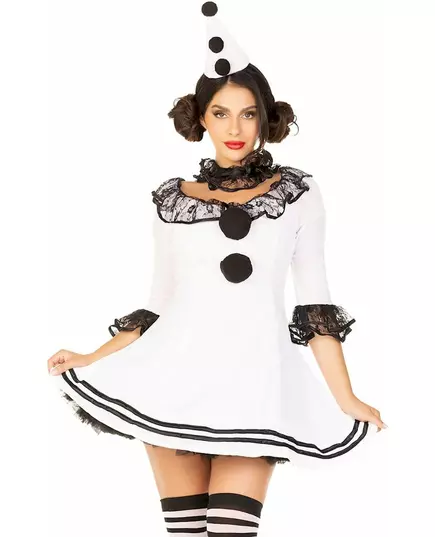 Sexig vit pierrot-maskeraddräkt för dam, Storlek: Small/Medium (38-40), image 2