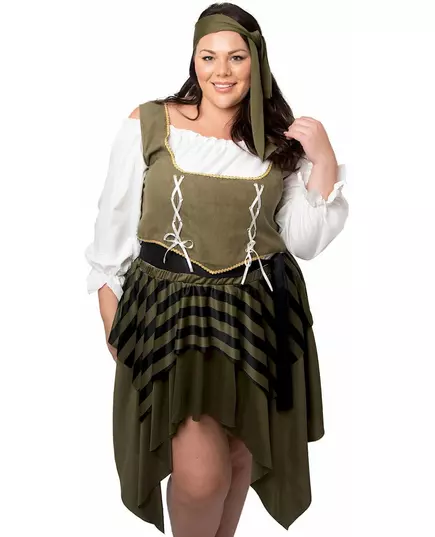 Grön piratmaskeraddräkt stor storlek dam, image 2