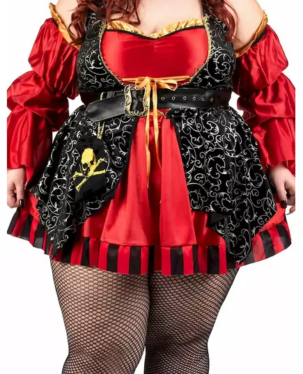 Lyxig röd piratmaskeraddräkt i stora storlekar dam, Storlek: X-Large (44/46), image 2