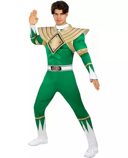 Power Ranger™ grön maskeraddräkt vuxen, Storlek: Large, image 2