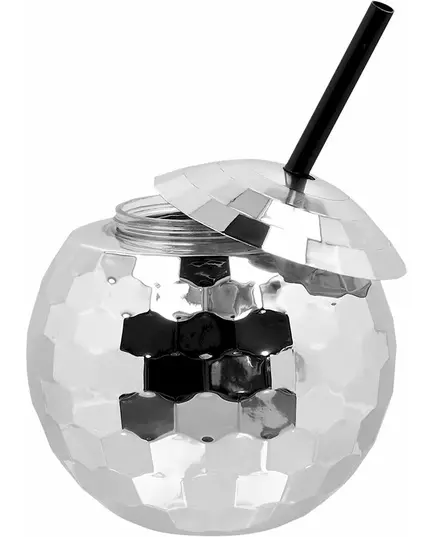 Disco-kulformad mugg med silverfärgat sugrör 650ml, image 2