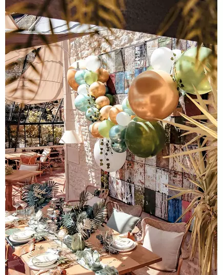 Ballongbågekit med tropiska motiv och 86 murgröna-, palm- och monstera-blad, image 2