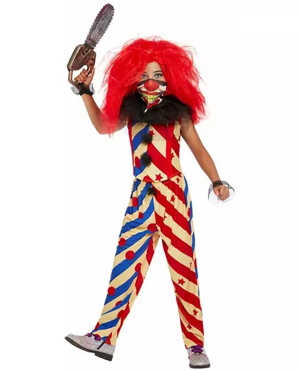 Tvåfärgad läskig clownmaskeraddräkt flicka, image 2