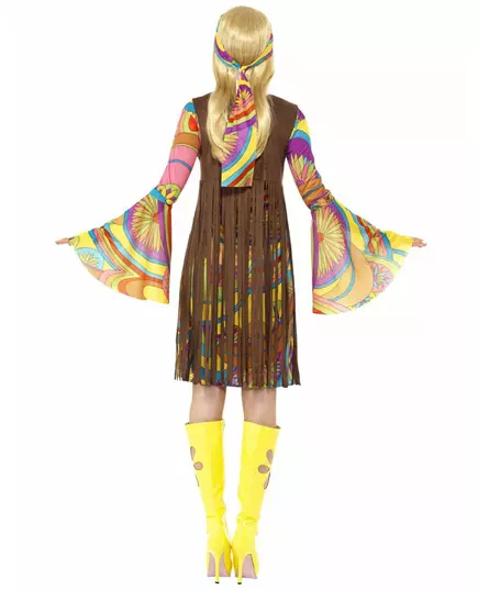 Hippiemaskeraddräkt med blommor från 70-talet dam, Storlek: Large, image 2