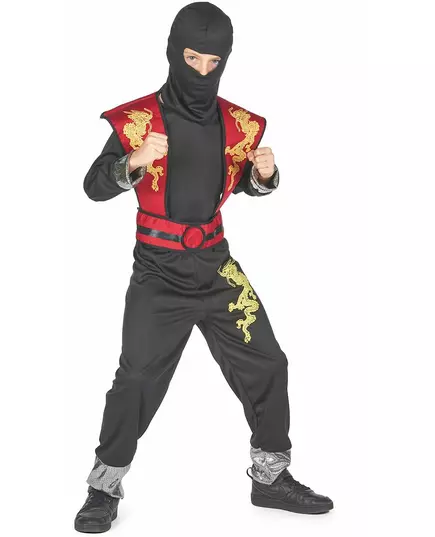 Gul drak-ninja-maskeraddräkt pojke, Storlek: 10-12 år (130-140 cm), image 2