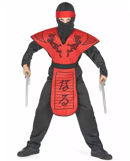 Ninjadrakmaskeraddräkt röd pojke, Storlek: 7-9 år (120-130 cm), image 2