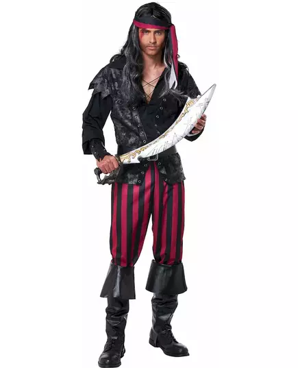 Randig piratmaskeraddräkt för herr, Storlek: Large, image 2
