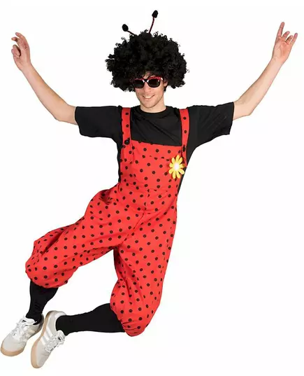 Maskeraddräkt med nyckelpigehängselbyxor och blomma för vuxen, image 2