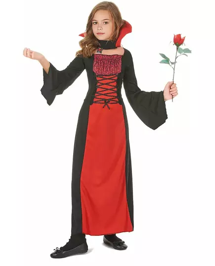 Lång vampyrmaskeraddräkt flicka Halloween, Storlek: 7-9 år (120-130 cm), image 2