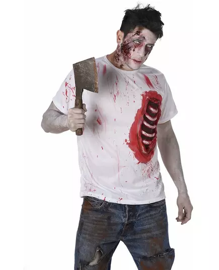 Zombie-maskeraddräkt med revben i latex herr, Storlek: Medium, image 2