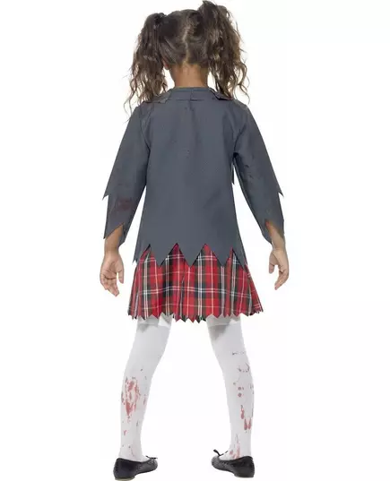 Zombie-skolflicka maskeraddräkt barn Halloween, Storlek: 10-12 år (145/158 cm), image 2