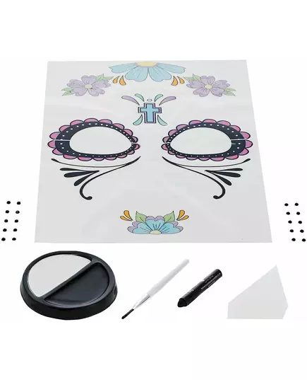 Sminkkit med blå blommor för dam Dia de los muertos, image 2
