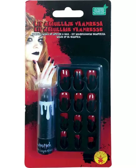 Kit med läppstift och blodiga lösnaglar för vuxen, image 2