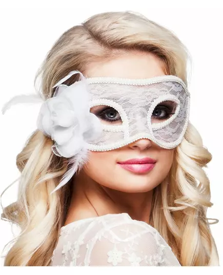 Vit spetsmask med ros dam, image 2