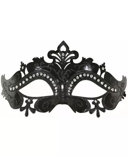 Svart venetiansk mask med strass vuxen, image 2