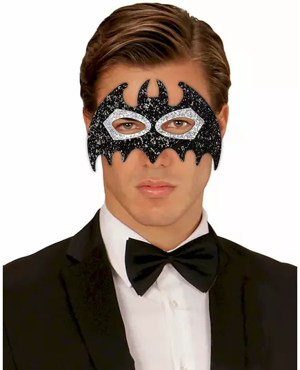 Glittrande svart och grå fladdermusmask vuxen, image 2