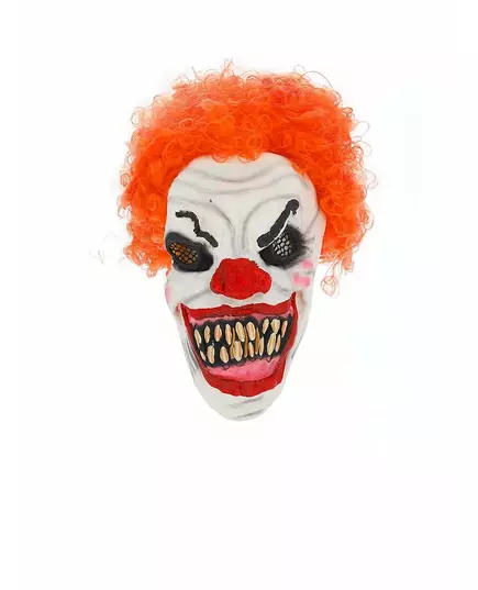 Skrämmande clownmask med rött hår vuxen Halloween, image 2