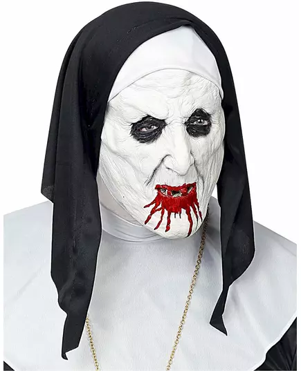 Halvmask hemsk nunna med huvudbonad vuxen, image 2