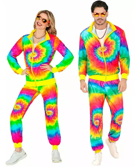 Fluorescerande tie-dye-träningsdräkt för vuxen, Storlek: Small, image 2
