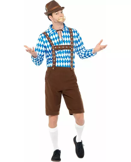 Bayersk maskeraddräkt blå och brun vuxen, Storlek: X-Large, image 2