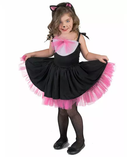 Svart och rosa kattmaskeraddräkt barn, Storlek: 5-6 år (S), image 2