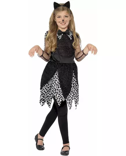 Fläckig kattmaskeraddräkt flicka, Storlek: 7-9 år (130/143 cm), image 2