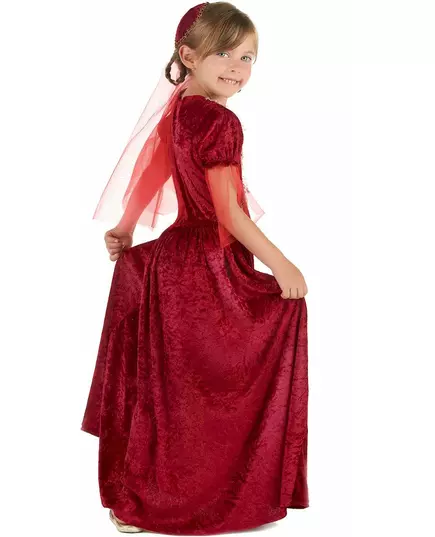Röd medeltida grevinna maskeraddräkt flicka, Storlek: 7-9 år (120-130 cm), image 2
