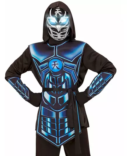 Lysande och ljudande cyberninja-maskeraddräkt för barn, Storlek: 8-10 år (140 cm), image 2