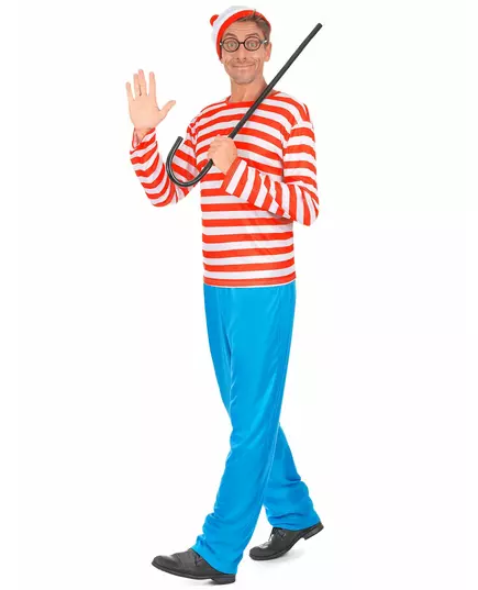 Randig vandrarmaskeraddräkt herr, Storlek: Small, image 2