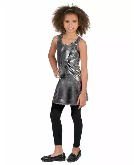 Disco-maskeraddräkt med paljetter flicka, Storlek: 10-12 år(L), image 2