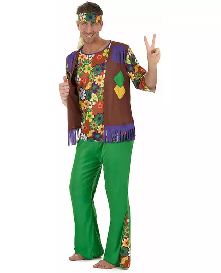 Hippie flower power-maskeraddräkt herr, Storlek: Medium, image 2