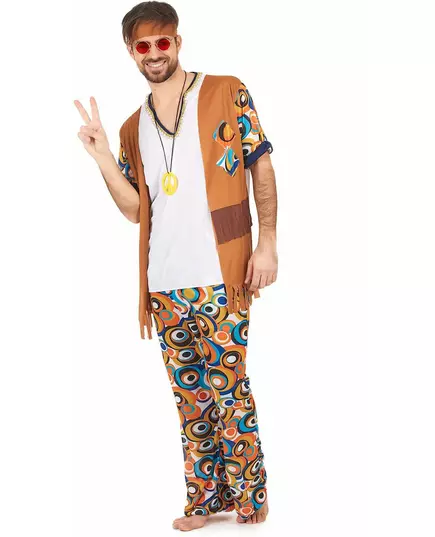 Hippiemaskeraddräkt med runda mönster herr, Storlek: Large, image 2