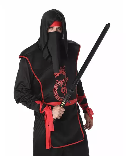 Svart och röd ninjamaskeraddräkt herr, Storlek: Large, image 2