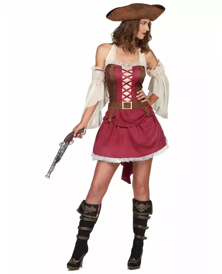 Bordeauxfärgad sexig piratmaskeraddräkt dam, Storlek: X-Large, image 2