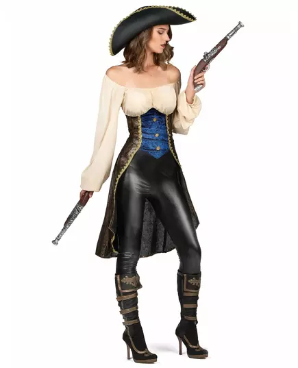 Brun piratmaskeraddräkt dam, Storlek: Large, image 2