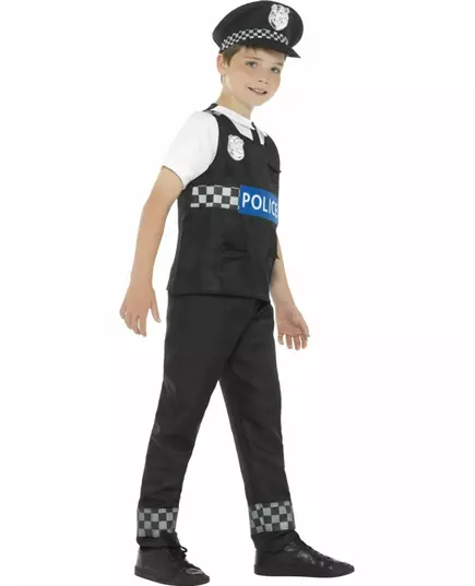 Maskeraddräkt polis i svart och vitt pojke, Storlek: 7-9 år (130/143 cm), image 2