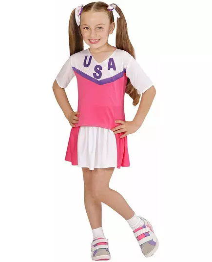 Rosa och vit cheerleader-maskeraddräkt flicka, Storlek: 8-10 år (140 cm), image 2