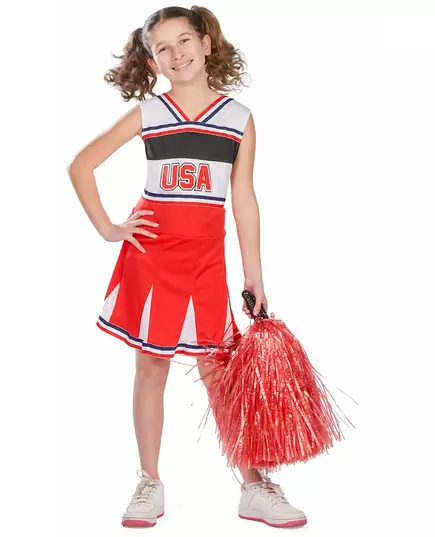 Maskeraddräkt USA-pompomflicka flicka, Storlek: 10-12 år (142-148 cm), image 2
