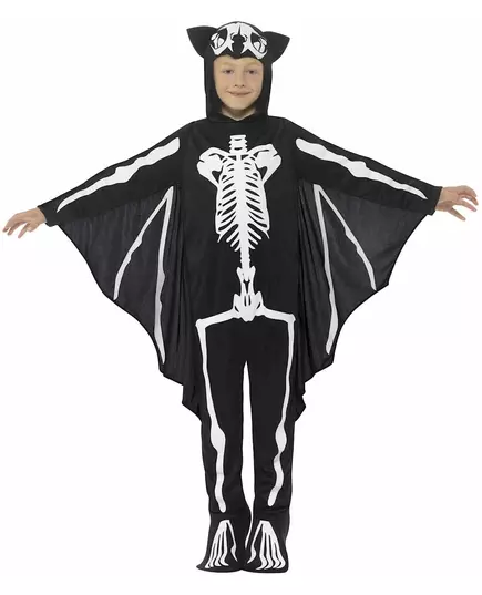 Skelettfladdermus-maskeraddräkt barn Halloween, Storlek: 10-12 år (145/158 cm), image 2