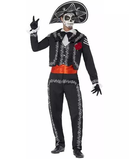 Mexikansk skelettmaskeraddräkt herr Dia de los muertos, Storlek: Large, image 2
