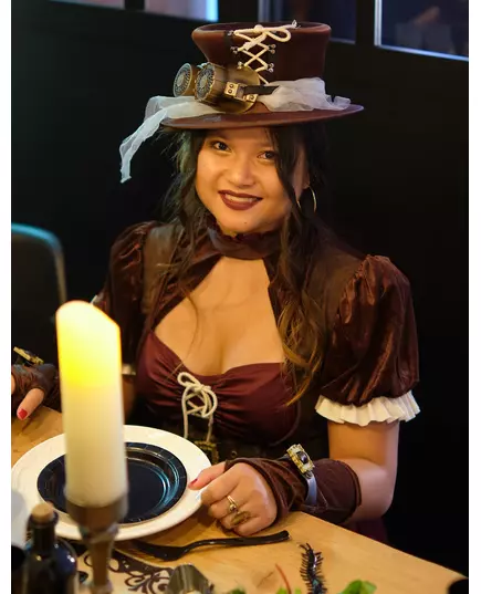 Steampunk-maskeraddräkt dam vinröd, Storlek: X-Large (44/46), image 2