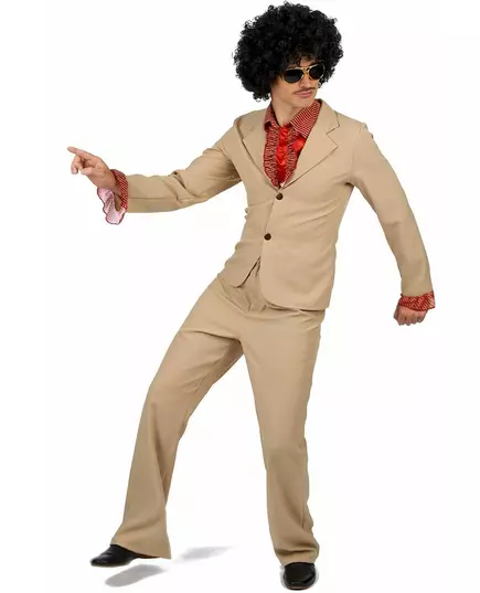 Beige discodräkt med volanger herr, Storlek: X-Large, image 2