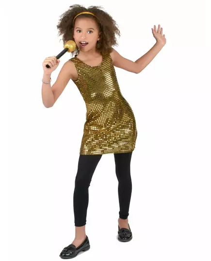 Guldig discoklänning med paljetter barn, Storlek: 10-12 år(L), image 2