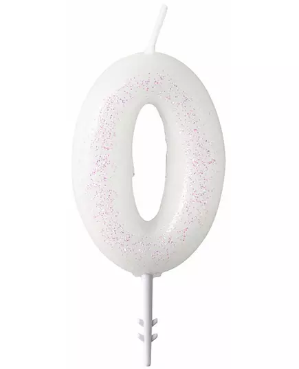 Vit siffraformad glitterljuslykta 6,5 cm, Storlek: 5, image 2
