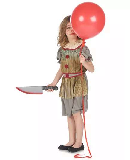 Maskeraddräkt skrämmande clown grå flicka, Storlek: 7-9 år (120-130 cm), image 2
